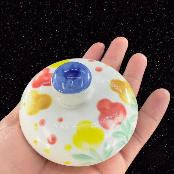 Padware Ceramic Canister Kitchen Storage Box With Painted Flowers W Lid Vintage - Picture 6 of 12